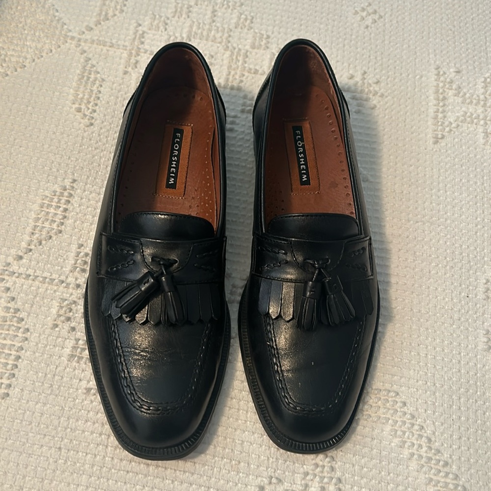 Florsheim Mens Vintage Black Tassel Leather Dress Loafer Classic Leather 7 1/2 D